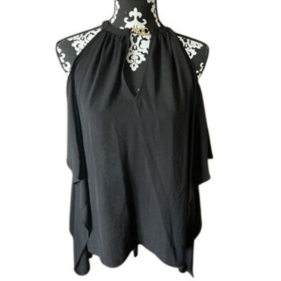 MICHAEL Michael Kors Tops - Michael Kors Black Gold Chain Keyhole Sleeveless Blouse Top Size S